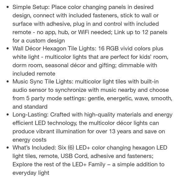 GE NWT 6pk LED + Color Changing Tile Panel Lights with Remote - Picture 8 of 12